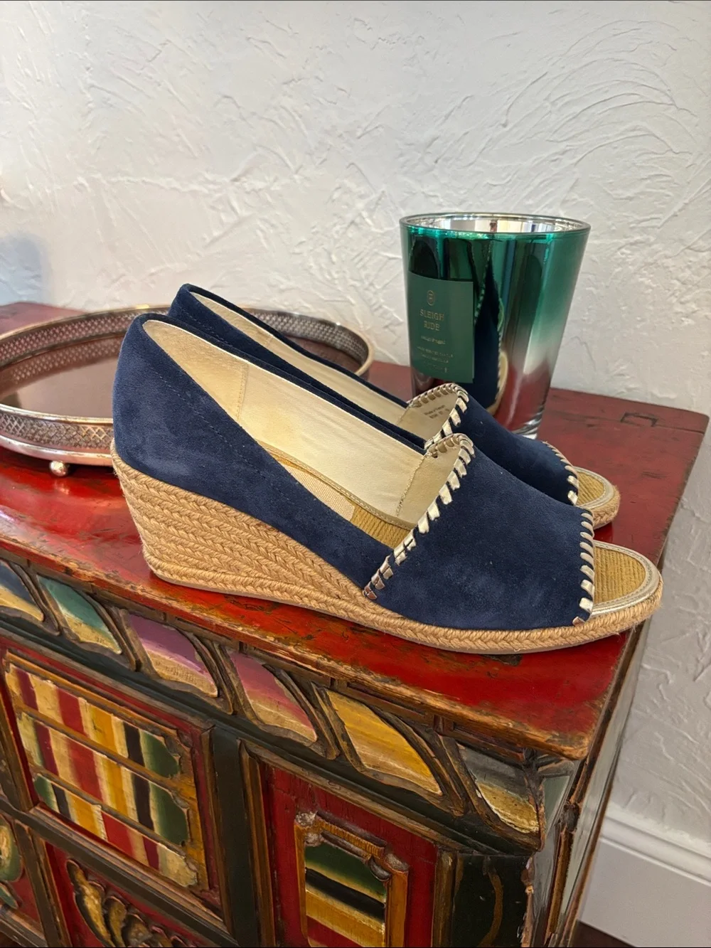 Jack Rogers Navy Suede Espadrille Wedge